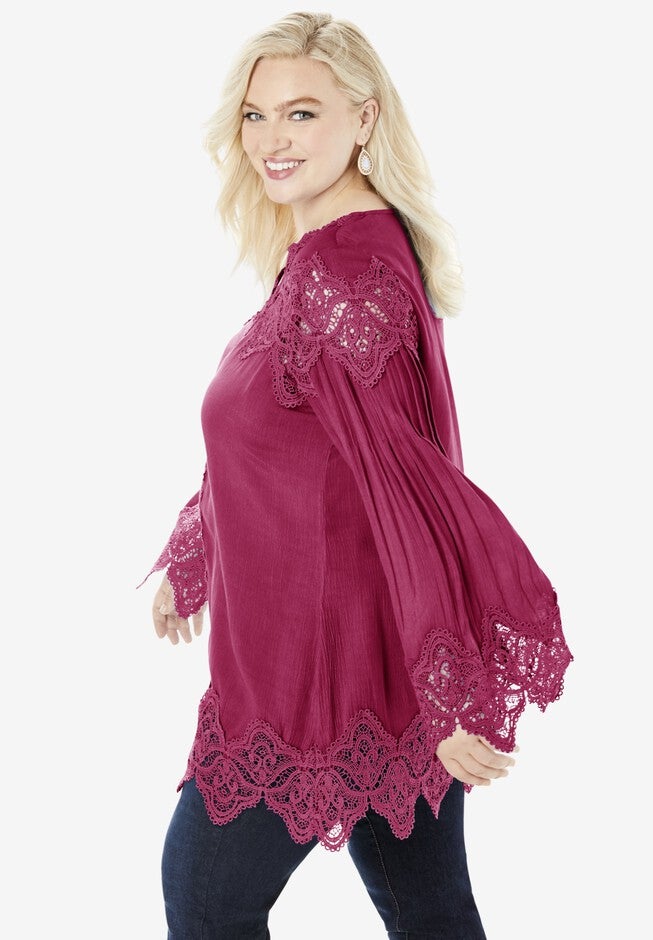 Lace-Trim Tunic, , alternate image number 2