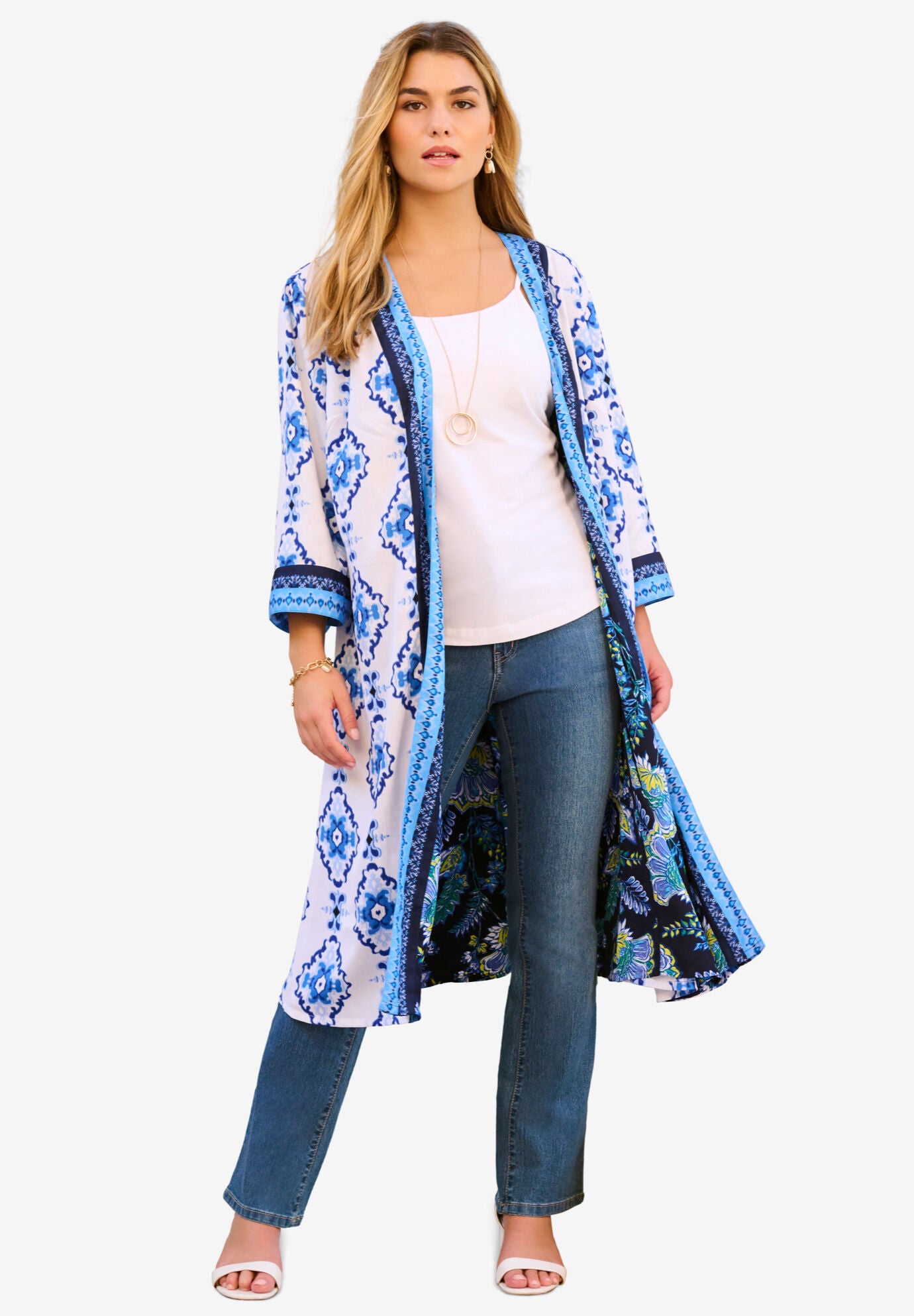 Reversible Printed Georgette Duster, , alternate image number 3
