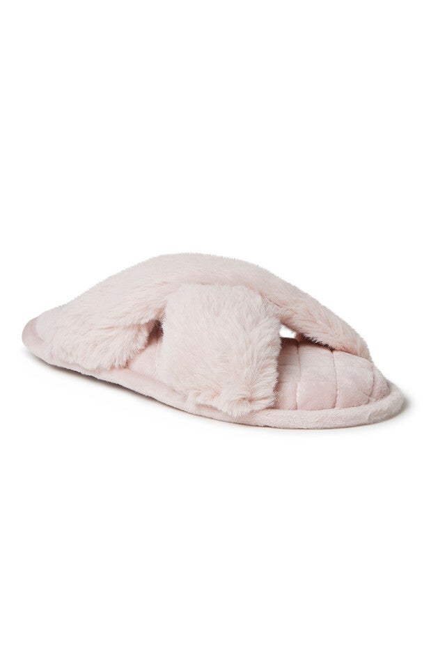 Jessica Furry Crossband Slide Slipper, DUSTY PINK, hi-res image number null