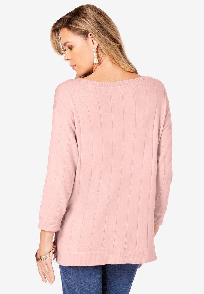 Fine Gauge Drop Needle Ballet Neck Sweater, , on-hover image number null