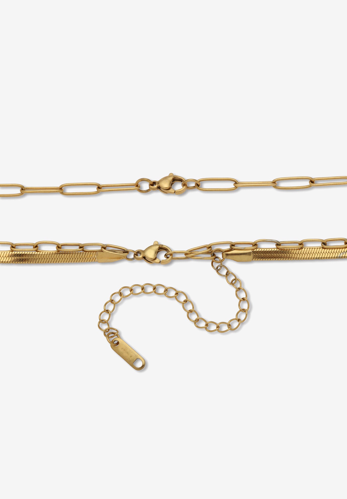 Yellow Gold Ion-Plated Stainless Steel 3-Strand Layered Necklace Set With Compass Pendant, , on-hover image number 1