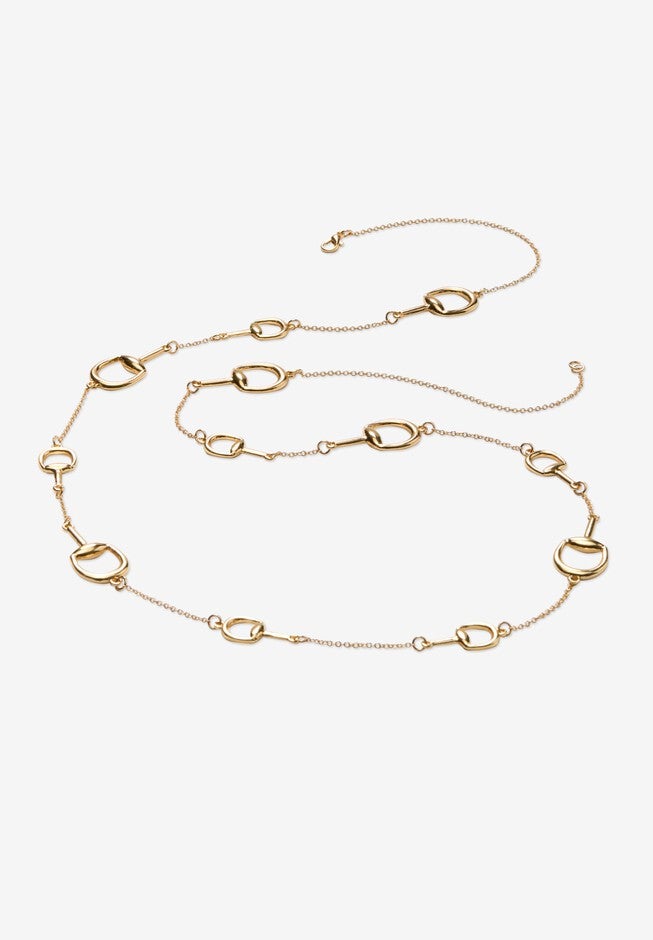 Long Horsebit Necklace, GOLD, hi-res image number null