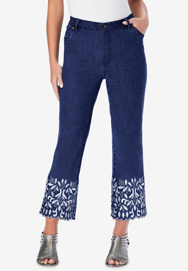 Straight-Leg Embroidered Jeans, DARK STENCIL EMBROIDERY, hi-res image number null