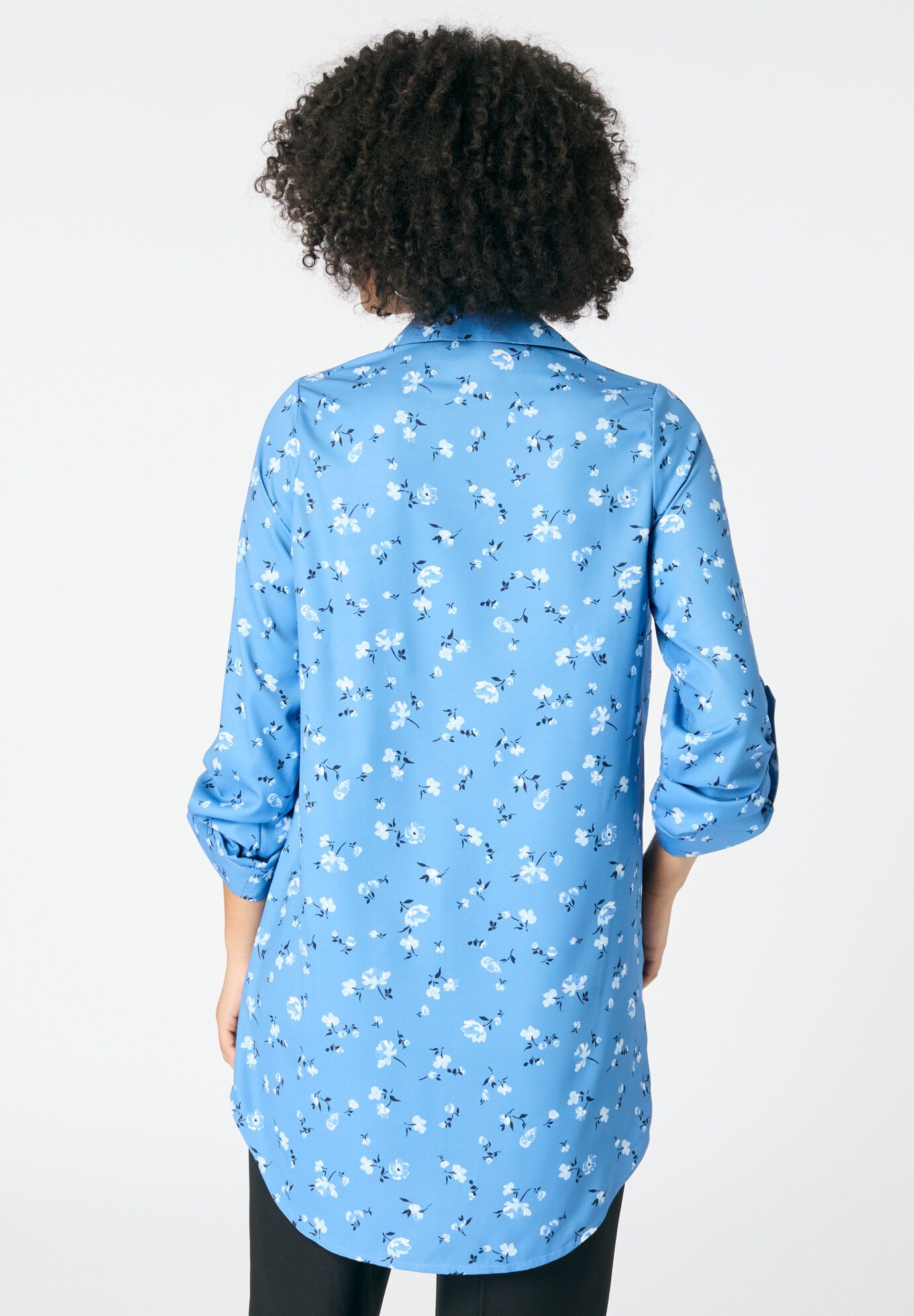 Georgette Big Shirt, DUSTY INDIGO DITSY, on-hover image number 1