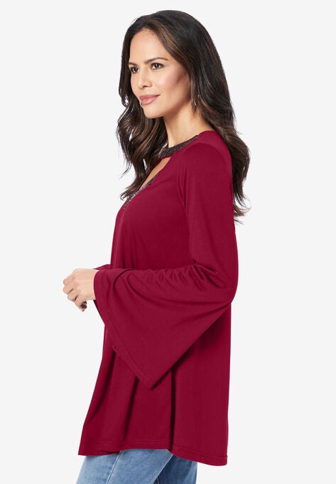 Sequin Cutout Tunic, , alternate image number null