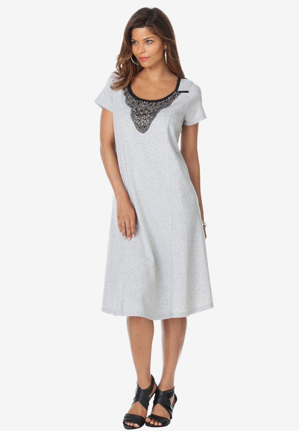 Embellished Jersey Dress, HEATHER GREY, hi-res image number 0