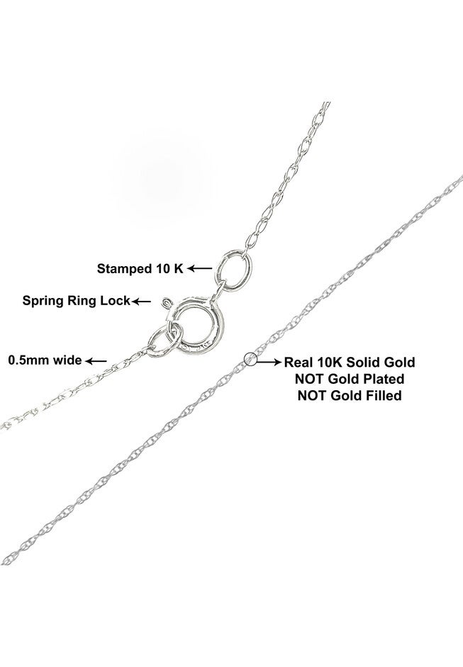 Solid White Gold Rope Chain Necklace Unisex 18 inches, , on-hover image number null