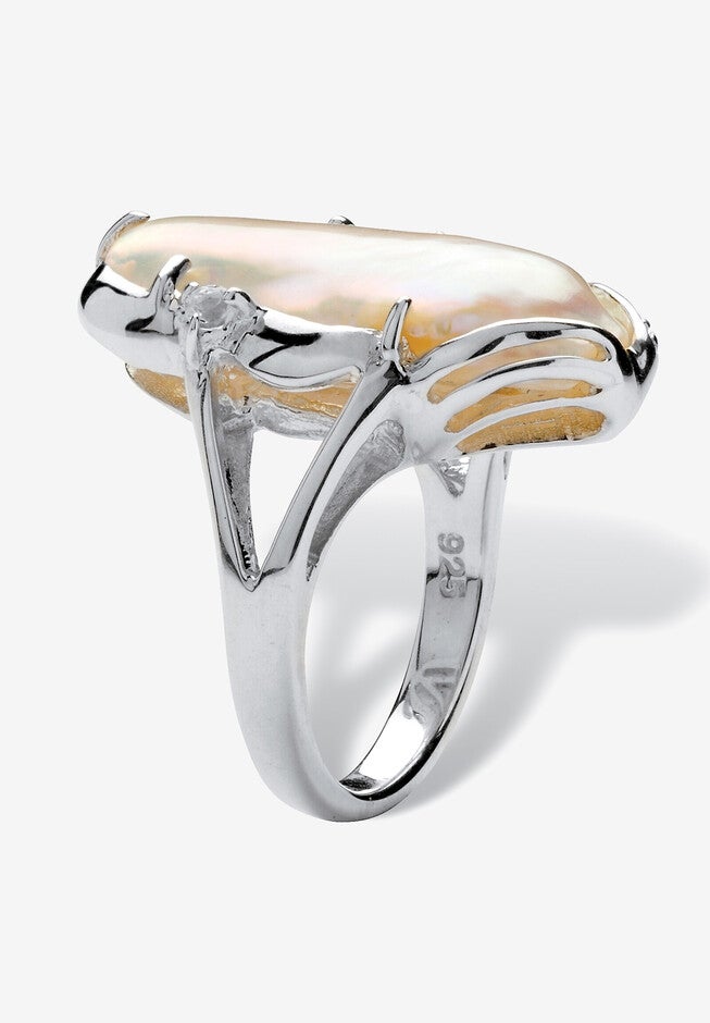 Sterling Silver Cultured Freshwater Pearl And Topaz Ring Jewelry, , on-hover image number null