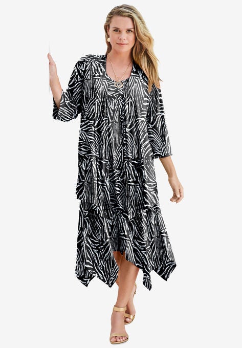 Relaxed Jacket Dress Set, BLACK ZEBRA PRINT, hi-res image number null