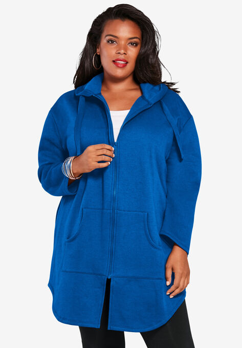 Fleece Zip Hoodie Jacket, VIVID BLUE, hi-res image number null