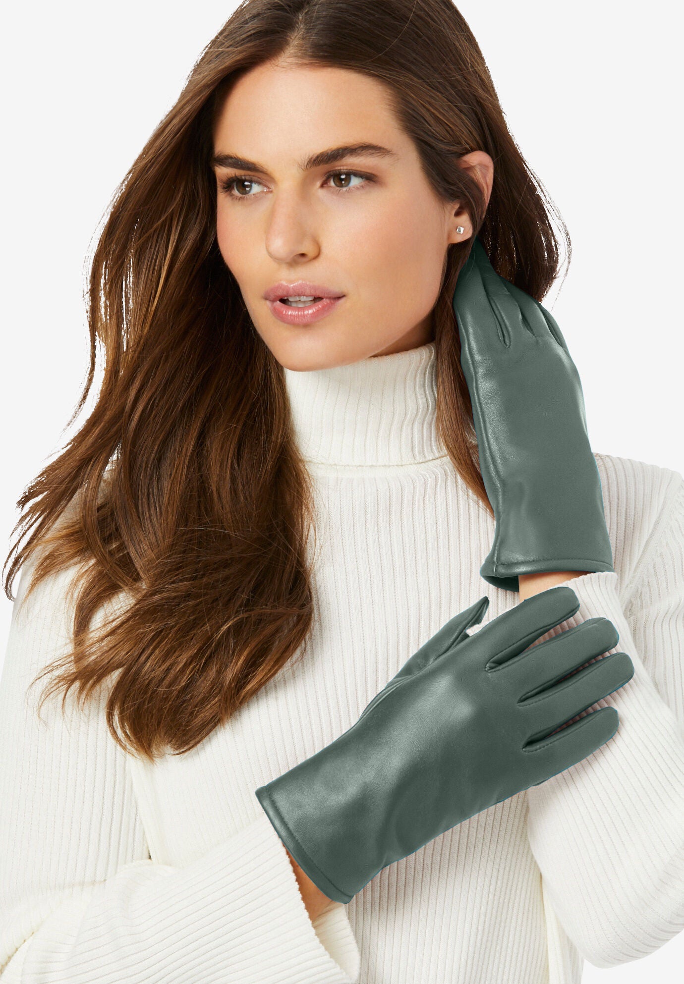 Fleece-Lined Leather Gloves, PINE, hi-res image number 0