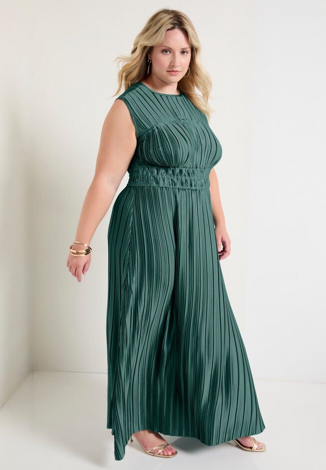 Boatneck Cap-Sleeve Maxi Dress., BLUE SPRUCE, alternate image number null