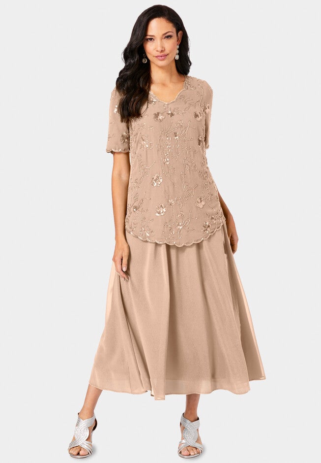 Long Georgette Skirt, SPARKLING CHAMPAGNE, hi-res image number null