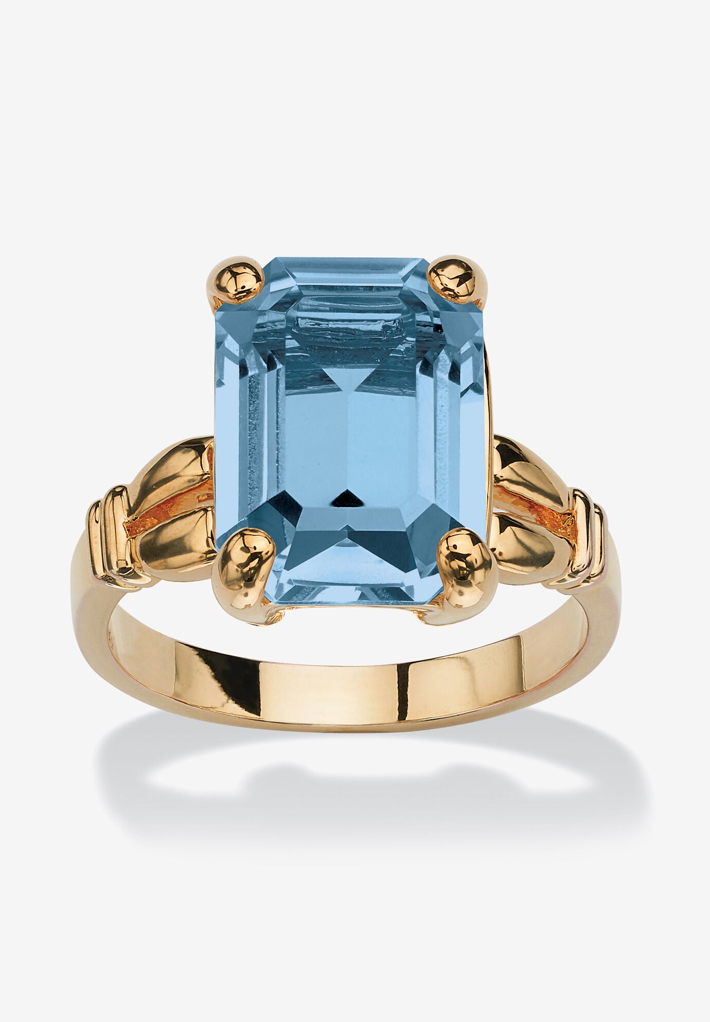 Yellow Gold Plated Simulated Birthstone Ring, MARCH, hi-res image number 0