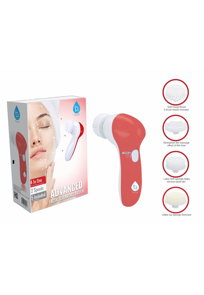 Facial Cleaner With 5 Attachments-Red, , alternate image number 4