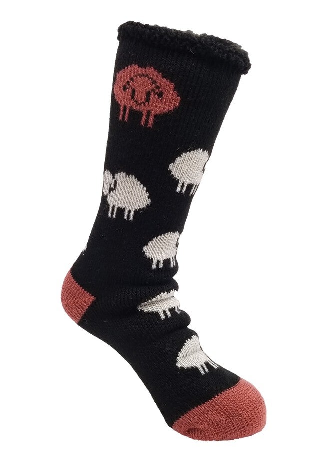 Allover Sheep Thermal Socks, BLACK, hi-res image number 0