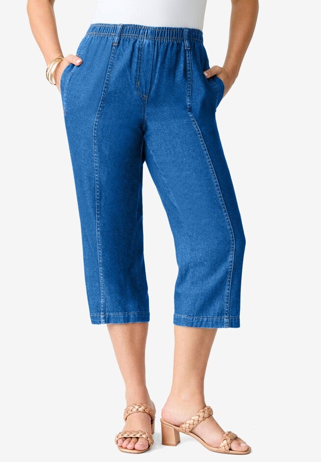 Simple Capri Plus Size Easy-Wear Straight Leg Capri | OneStopPlus
