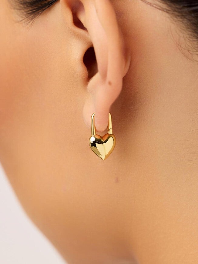 Cameron Heart Earrings, GOLD, alternate image number 1