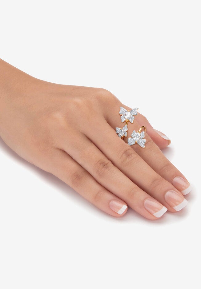 Gold Plated Marquise Cubic Zirconia Butterfly Ring (2 1/3 cttw TDW), , alternate image number 2
