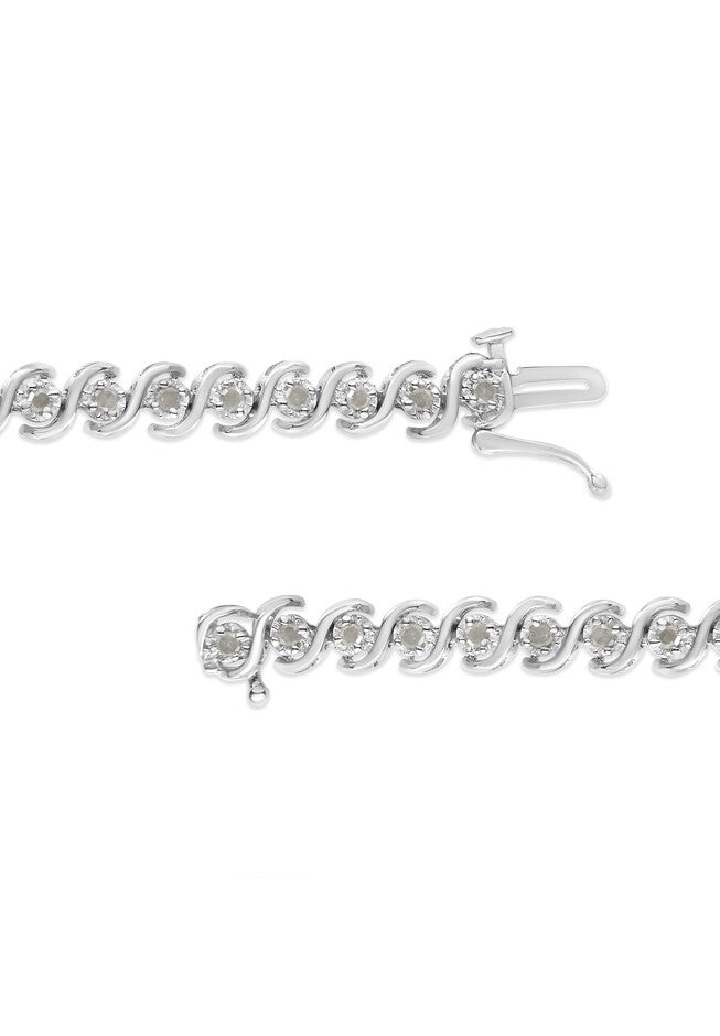 Sterling Silver Round Miracleset Diamond Tennis Bracelet, , alternate image number null