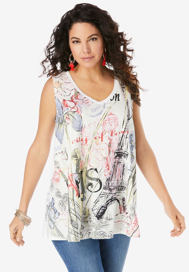 Graphic Travel Tank, PARIS PRINT, hi-res image number 0