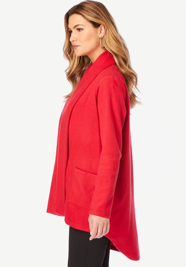 Shawl Collar Sherpa Cardigan, , alternate image number null
