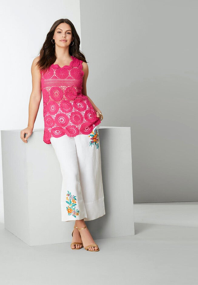 Linen Wide-Leg Crop Pant, , alternate image number 1
