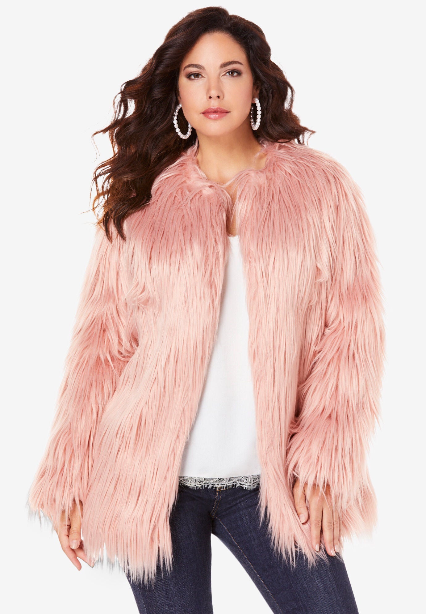 Plus size fluffy coat