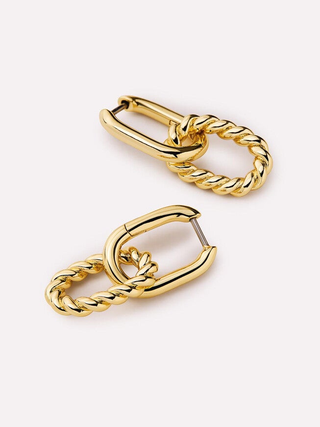 Ash Double Mini Gold Drop Earrings, GOLD, alternate image number 6