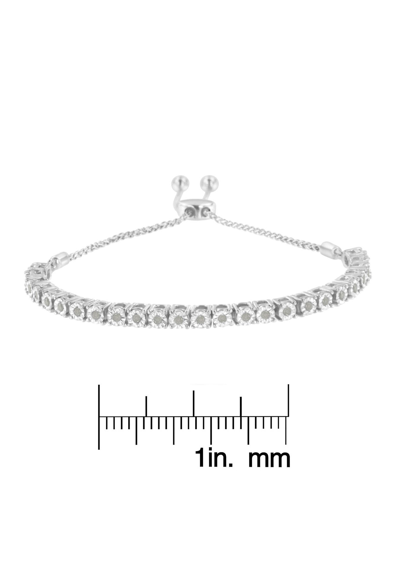 Sterling Silver Miracleset Diamond Adjustable Bolo Tennis Bracelet, , alternate image number 4