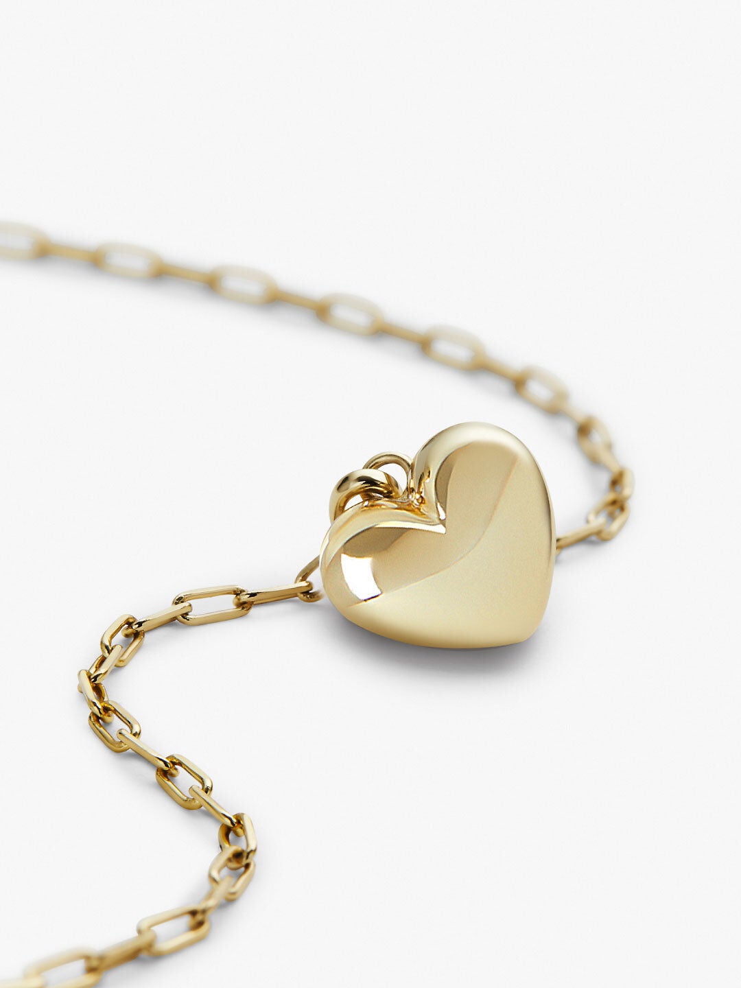 Lev Puffed Heart Necklace, GOLD, alternate image number 3