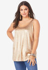 Scoopneck Metallic Tank Top, SPARKLING CHAMPAGNE METALLIC, hi-res image number null