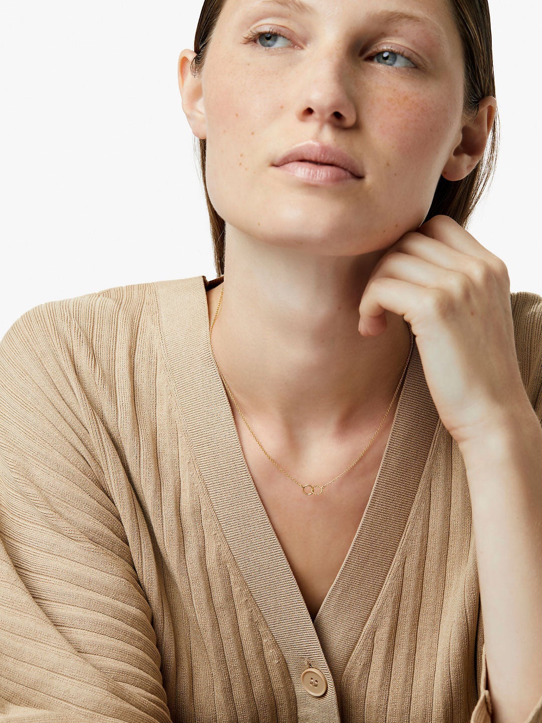 Sam Interlocking Circles Necklace, GOLD, alternate image number 5