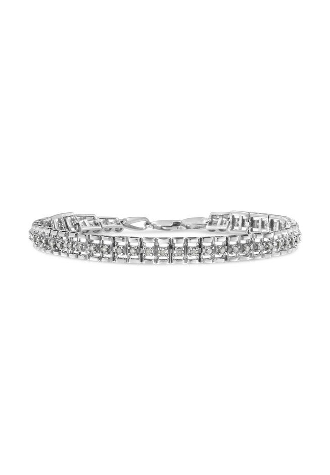 Sterling Silver 1/2 Cttw Diamond Doublelink Tennis Bracelet, WHITE, hi-res image number null