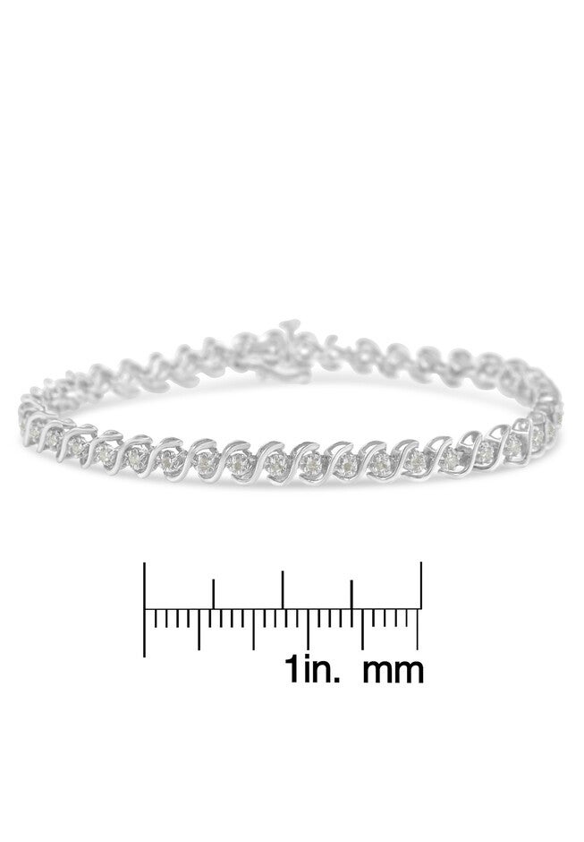 Sterling Silver Round Miracleset Diamond Tennis Bracelet, , alternate image number null