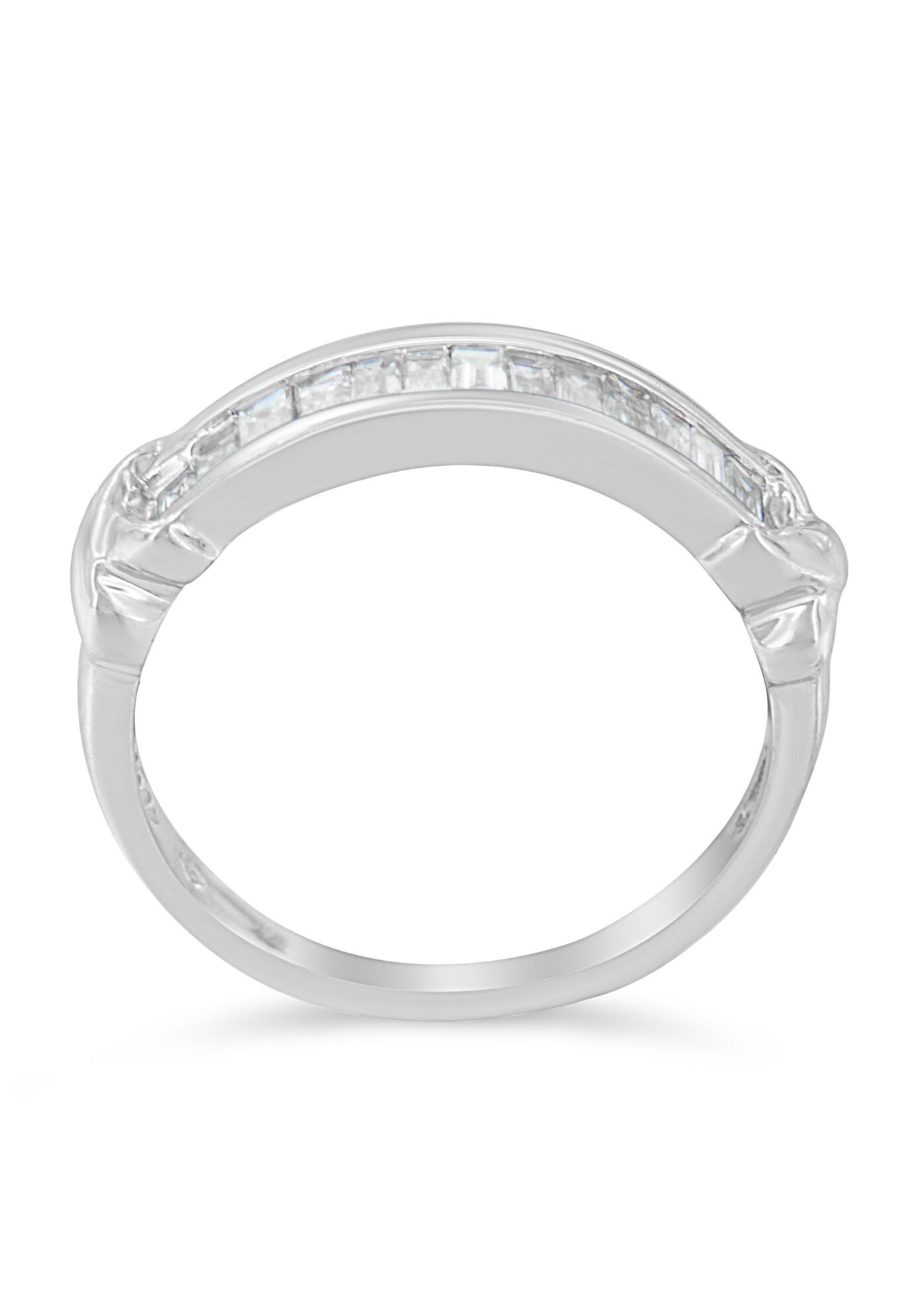 Sterling Silver Baguette Cut Diamond Channel Set Wedding Ring, , on-hover image number 1