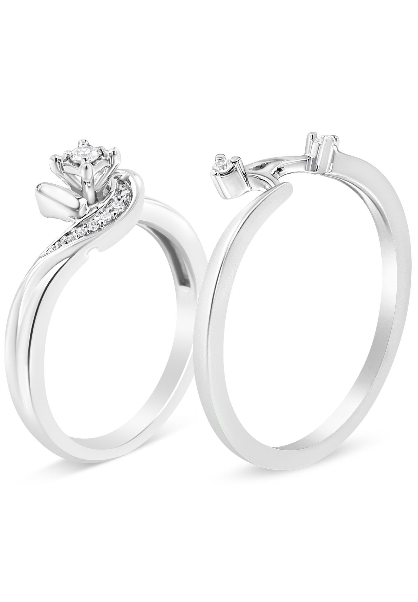 Silver 1/10 Cttw Diamond Swirl And Bypass Bridal Set, , alternate image number 2