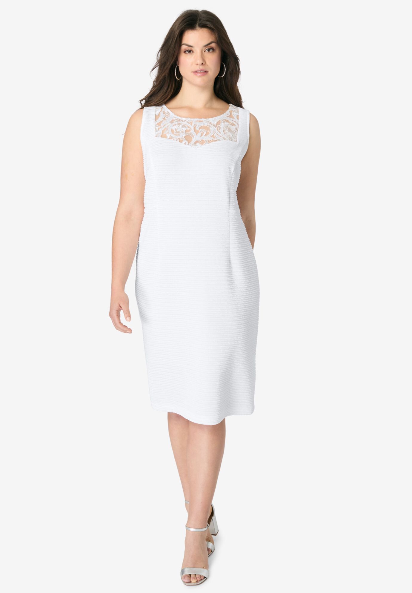 Sweetheart Sheath Dress and Jacket Set, WHITE, alternate image number 3