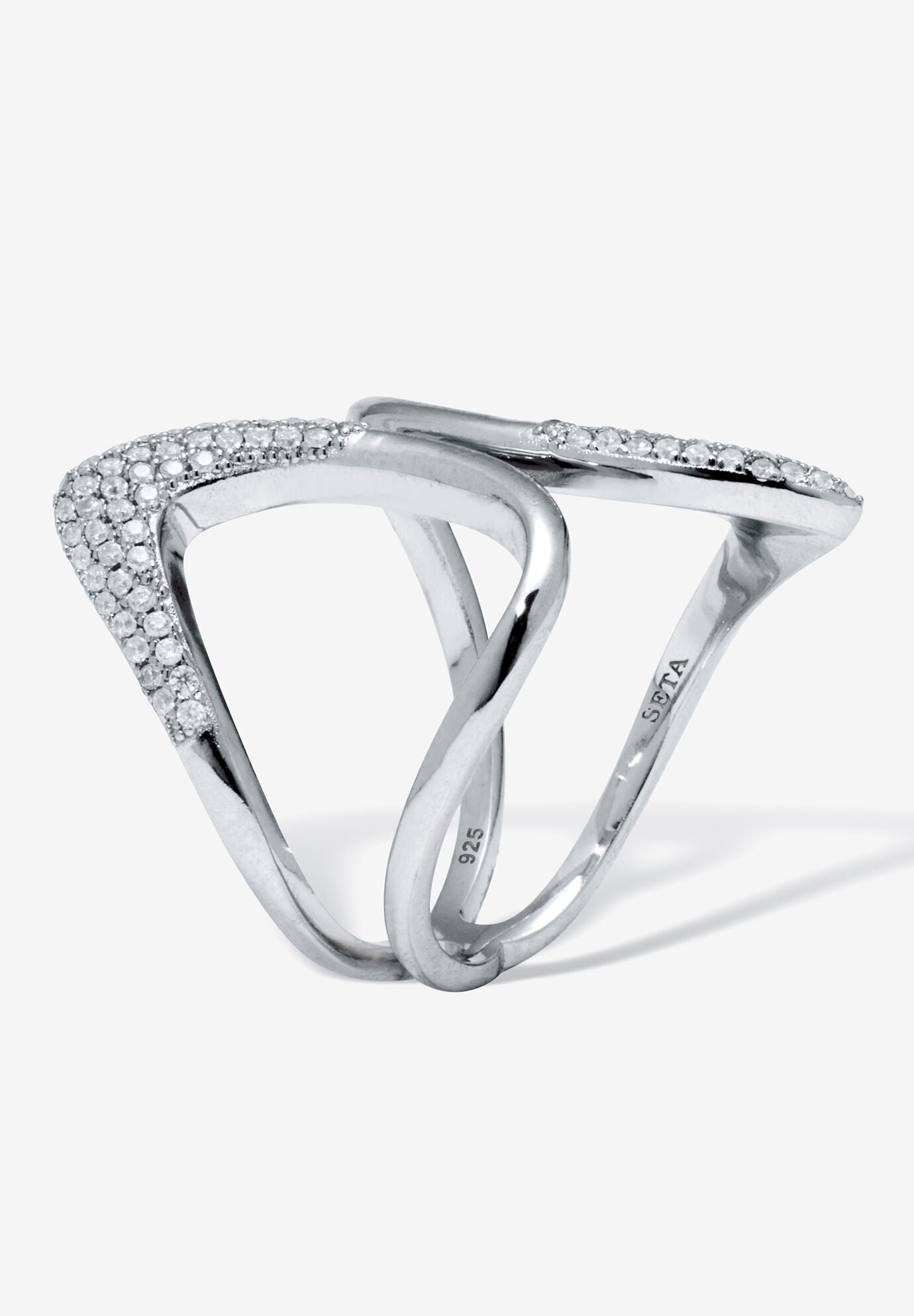 0.46 Tcw Round Cubic Zirconia Sterling Silver Open Loop Ring, , on-hover image number 1