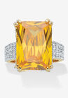 Yellow Gold Plated 21 3/8Ct Tdw Emerald Cut Yellow Cz Ring Jewelry, CUBIC ZIRCONIA, hi-res image number null