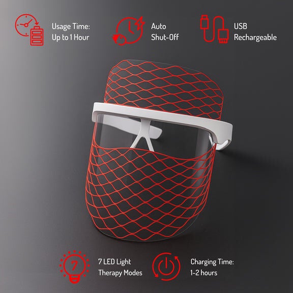 7 in 1 LED Light Therapy Face Mask, WHITE, alternate image number 1