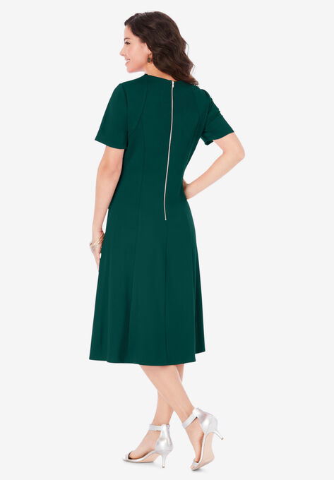 Ultimate Ponte Seamed Flare Dress, , on-hover image number null