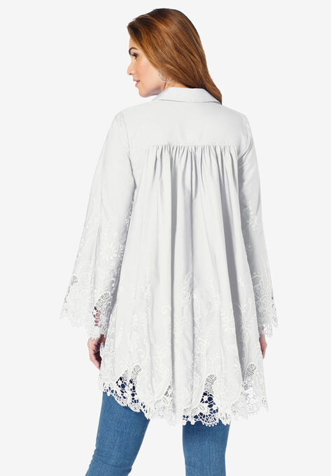 Embroidered Fit-and-Flare Tunic, , on-hover image number null