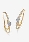Gold-Plated Double Hoop Earrings with Cubic Zirconia, GOLD, hi-res image number 0
