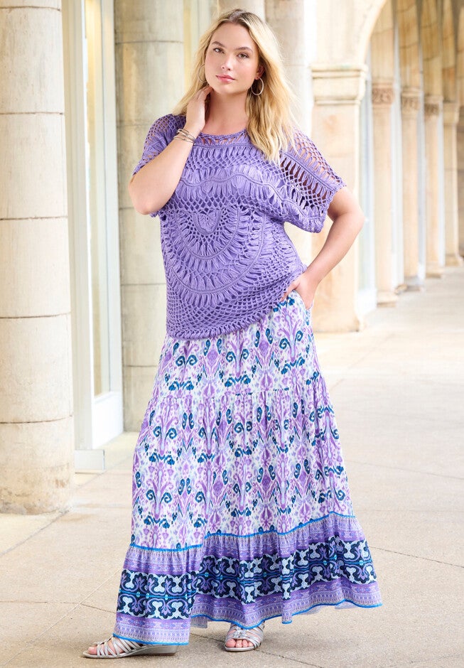 Tiered Maxi Skirt, , alternate image number null