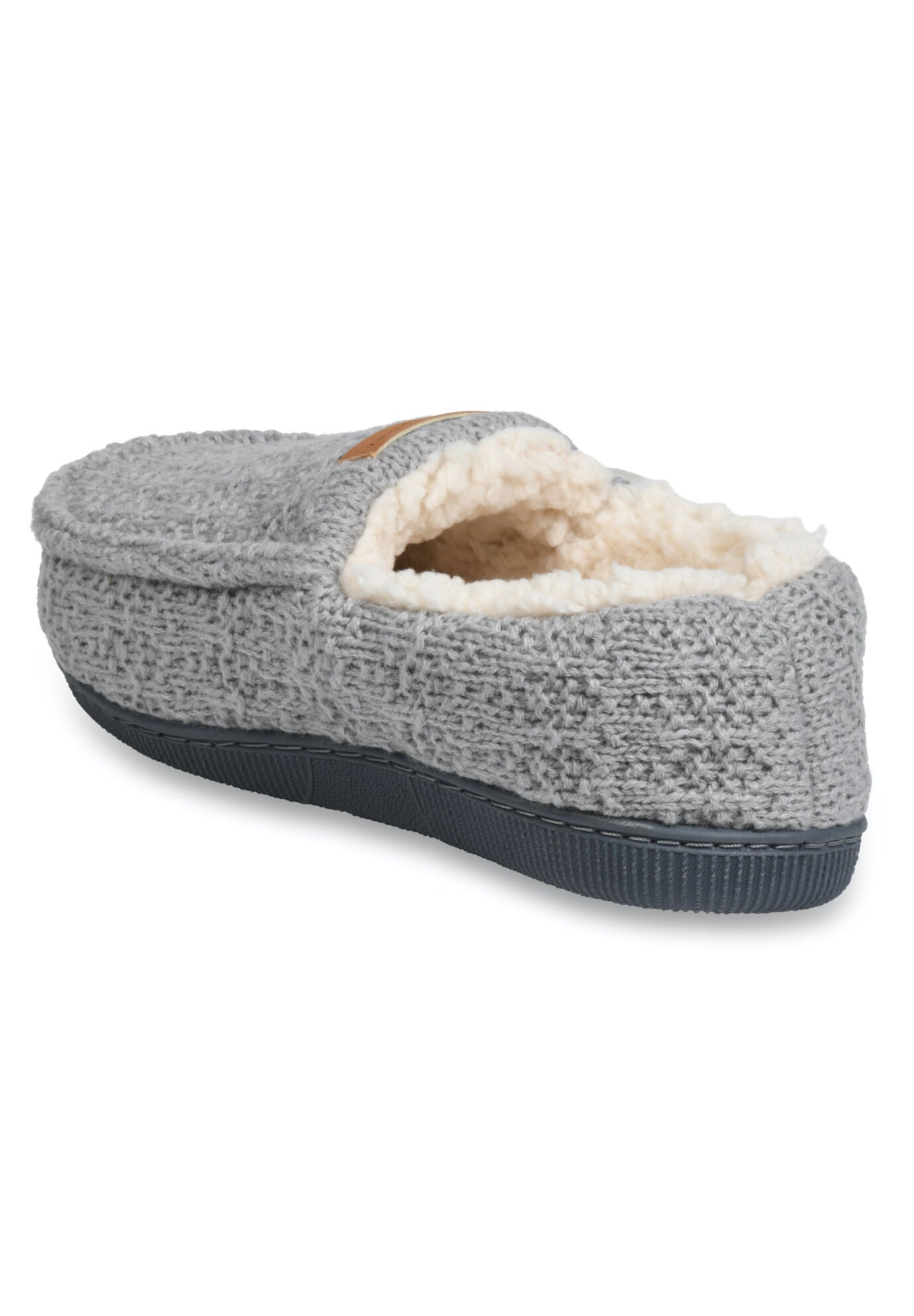 Textured Knit Mocassin Slipper Slippers, , on-hover image number 1