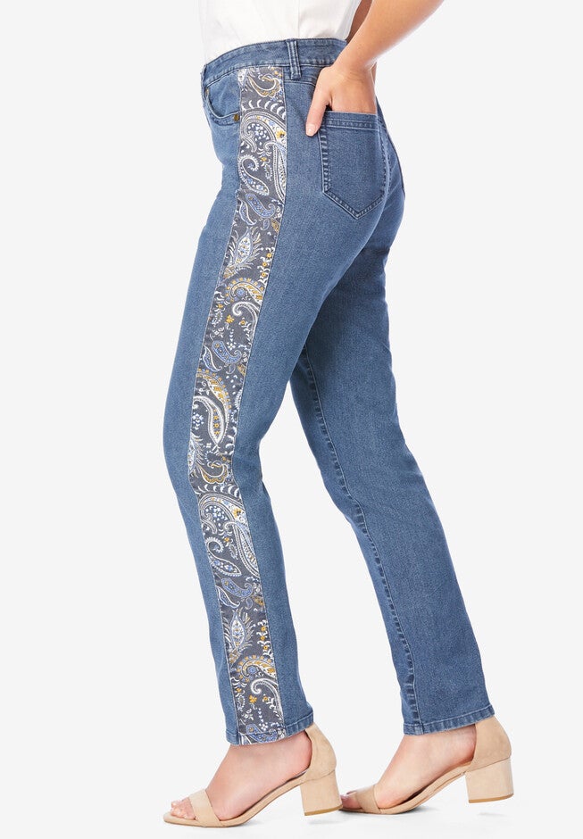 Side-Stripe Straight-Leg Jean with Invisible Stretch® By Denim 24/7, , alternate image number null