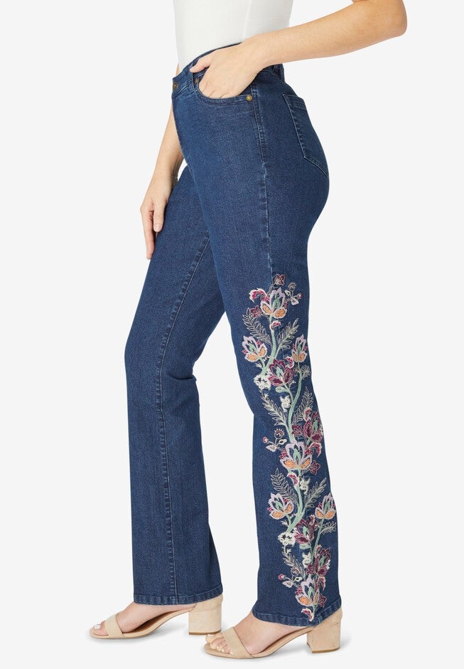 Invisible Stretch® Contour Embroidered Bootcut Jean, , alternate image number 2