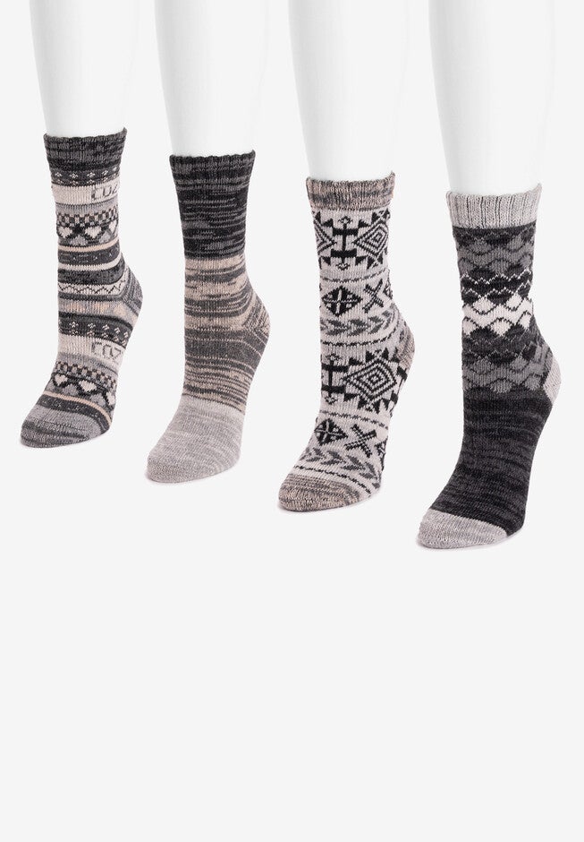 4 Pack Fairisle Crew Socks, , on-hover image number 1