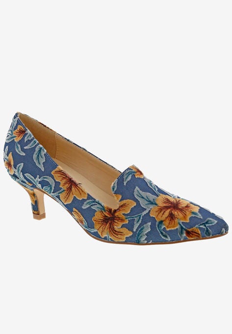 Bobcat Kitten Heel Pump, BLUE FLORAL VELVET, hi-res image number null